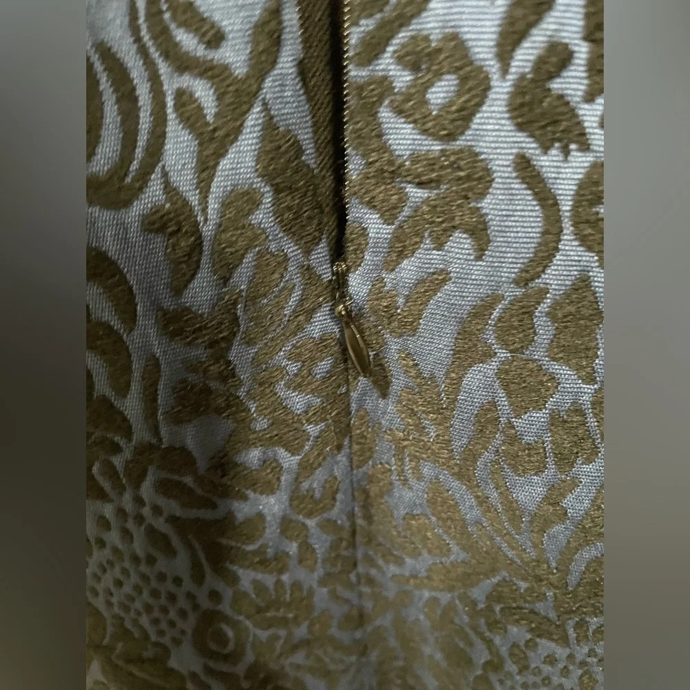 Ann Taylor Jacquard Blue and Black Embroidered Pencil Skirt